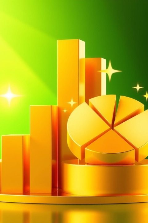 Golden charts on green