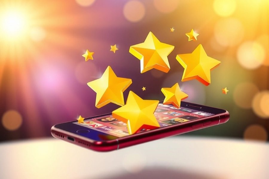 Golden stars above a smartphone